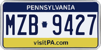 PA license plate MZB9427