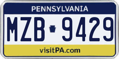 PA license plate MZB9429