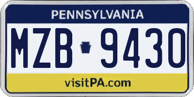 PA license plate MZB9430