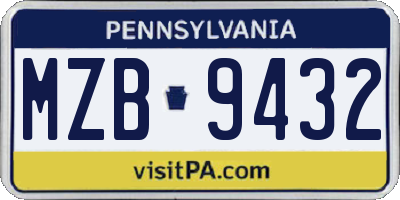 PA license plate MZB9432
