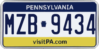PA license plate MZB9434