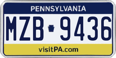 PA license plate MZB9436