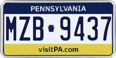 PA license plate MZB9437