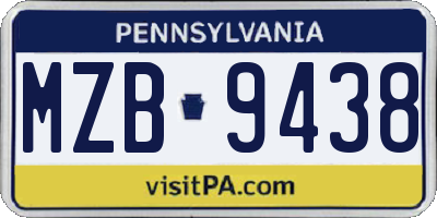 PA license plate MZB9438