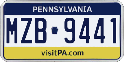 PA license plate MZB9441