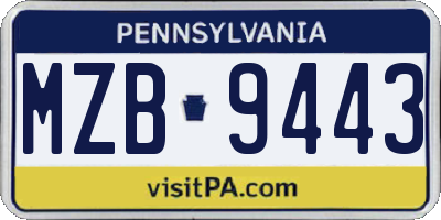 PA license plate MZB9443