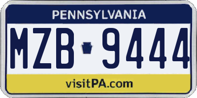 PA license plate MZB9444