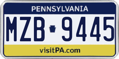 PA license plate MZB9445