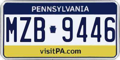 PA license plate MZB9446