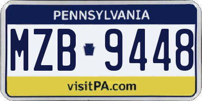 PA license plate MZB9448