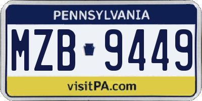 PA license plate MZB9449