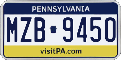 PA license plate MZB9450