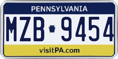 PA license plate MZB9454