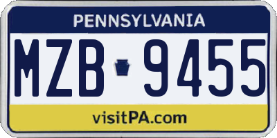PA license plate MZB9455