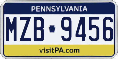 PA license plate MZB9456