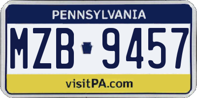 PA license plate MZB9457