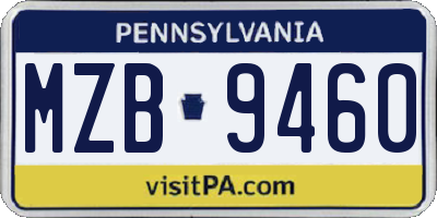 PA license plate MZB9460