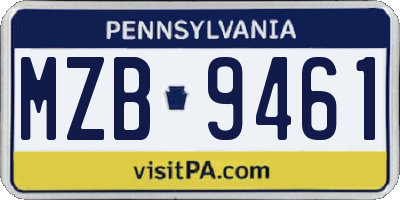 PA license plate MZB9461