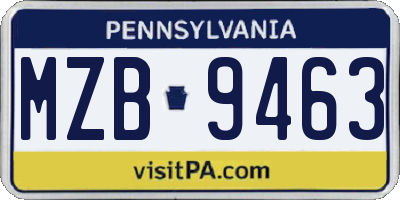 PA license plate MZB9463