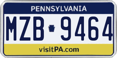 PA license plate MZB9464