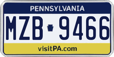PA license plate MZB9466