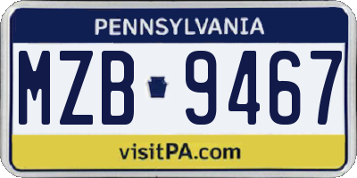 PA license plate MZB9467