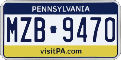 PA license plate MZB9470