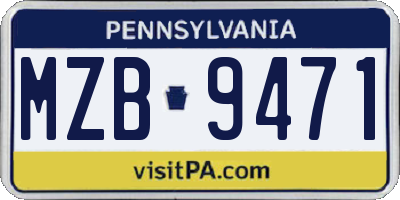 PA license plate MZB9471