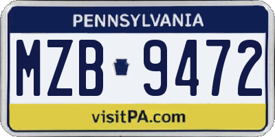 PA license plate MZB9472