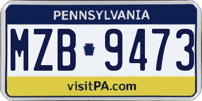 PA license plate MZB9473