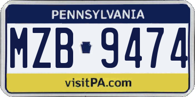 PA license plate MZB9474