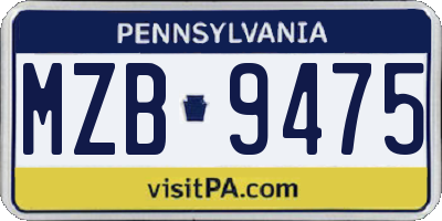 PA license plate MZB9475