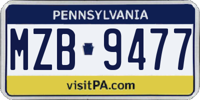 PA license plate MZB9477