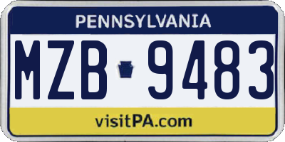 PA license plate MZB9483