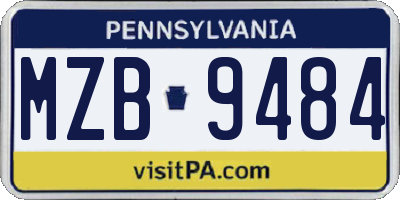 PA license plate MZB9484