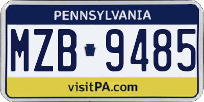 PA license plate MZB9485