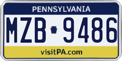 PA license plate MZB9486