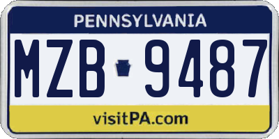 PA license plate MZB9487
