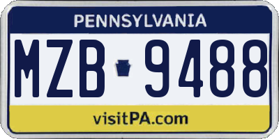 PA license plate MZB9488