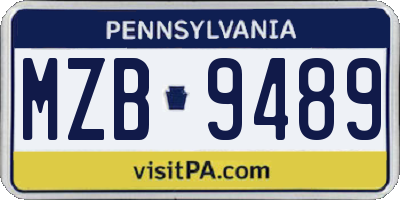 PA license plate MZB9489