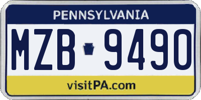 PA license plate MZB9490