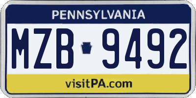 PA license plate MZB9492