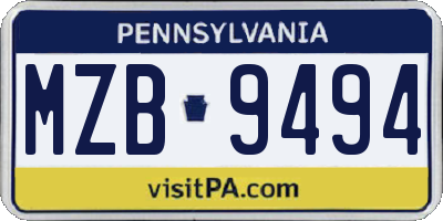 PA license plate MZB9494