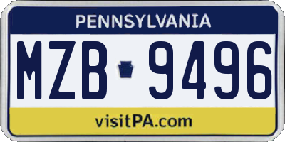 PA license plate MZB9496