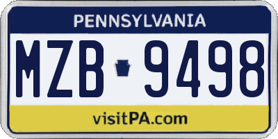 PA license plate MZB9498