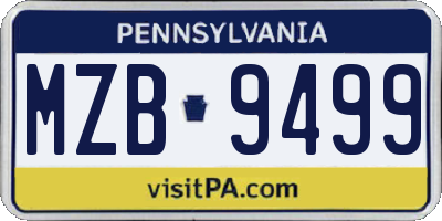 PA license plate MZB9499