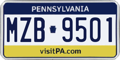 PA license plate MZB9501