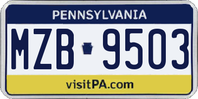 PA license plate MZB9503
