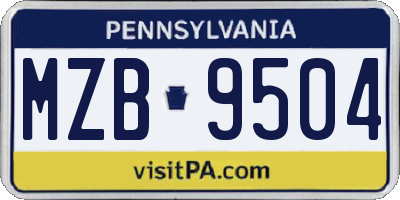 PA license plate MZB9504