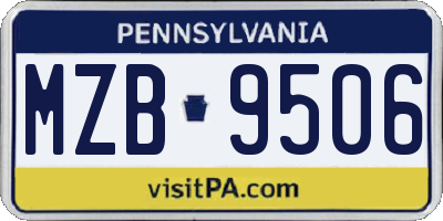 PA license plate MZB9506